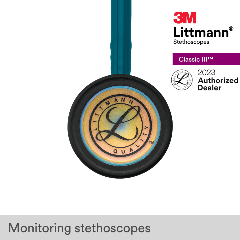 3m-littmann-classic-iii-27-inch-5807-caribbean-blue-tube-rainbow-finish-chestpiece-stainless-stem-amp-eartubes