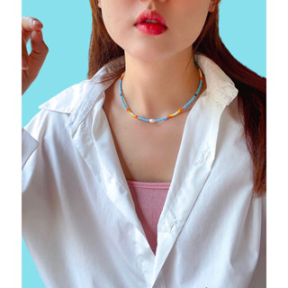 Choker - Fun : LOVELY BULE - Handmade สร้อยคอลูกปัดหลากสี สร้อยคอน่ารักๆ สร้อยคอแฟชั่น สร้อยคอไปทะเล