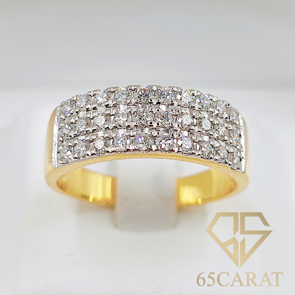 65carat-แหวนเพชรแท้-แหวนเพชรแท้เบลเยี่ยม-0-55กะรัต-แหวนสามแถวดีไซน์เรียบหรู-รหัสr51