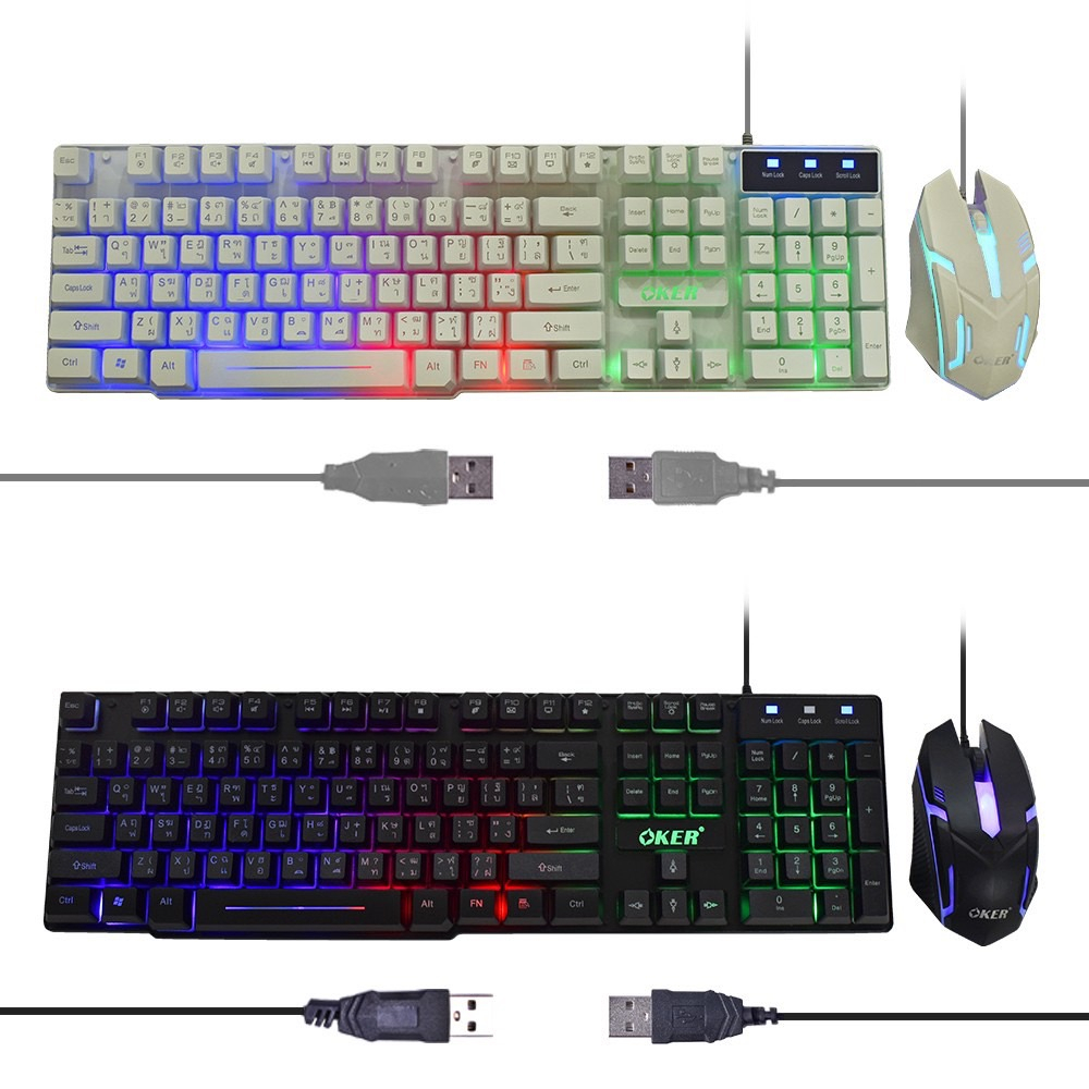 ภาพสินค้าคีบอร์ดมีไฟ เมาส์มีไฟ OKER คีบอร์ดเกมมิ่ง KM-6120 KEYBOARD MOUSE COMBO SET รับประกันศูนย์ไทย จากร้าน huskshop บน Shopee ภาพที่ 1