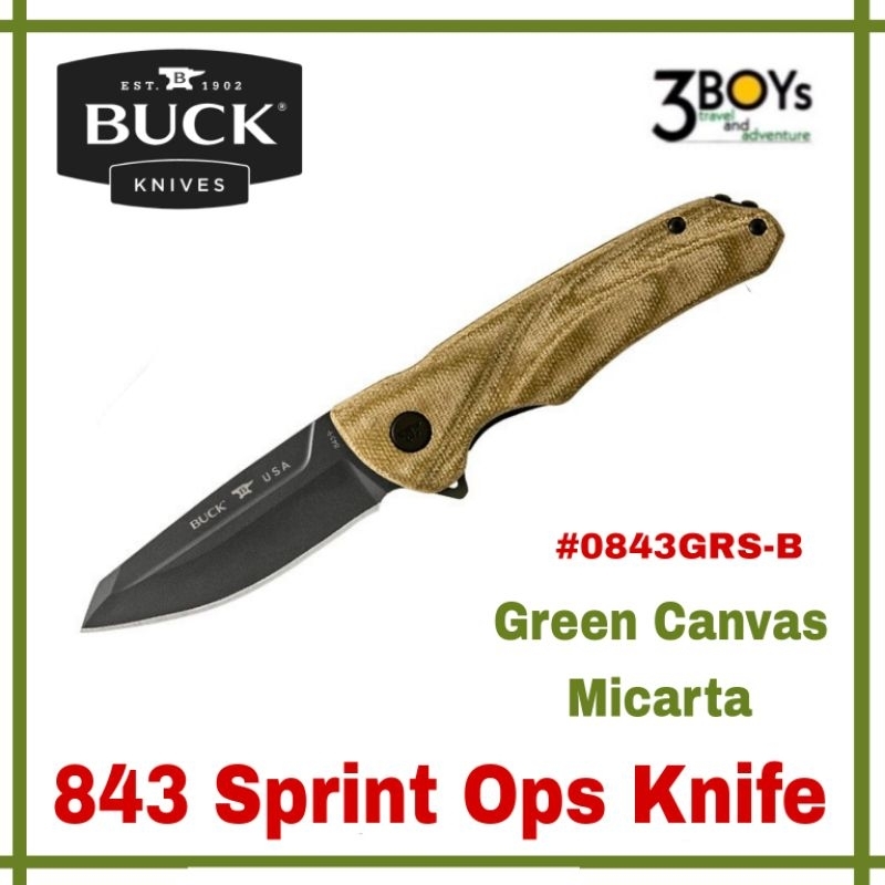 มีด-buck-รุ่น-843-sprint-ops-knife-green-canvas-micarta-เหล็ก-s30vเคลือบ-cerakote-0843grs-b-แข็งแรง-ผลิต-usa