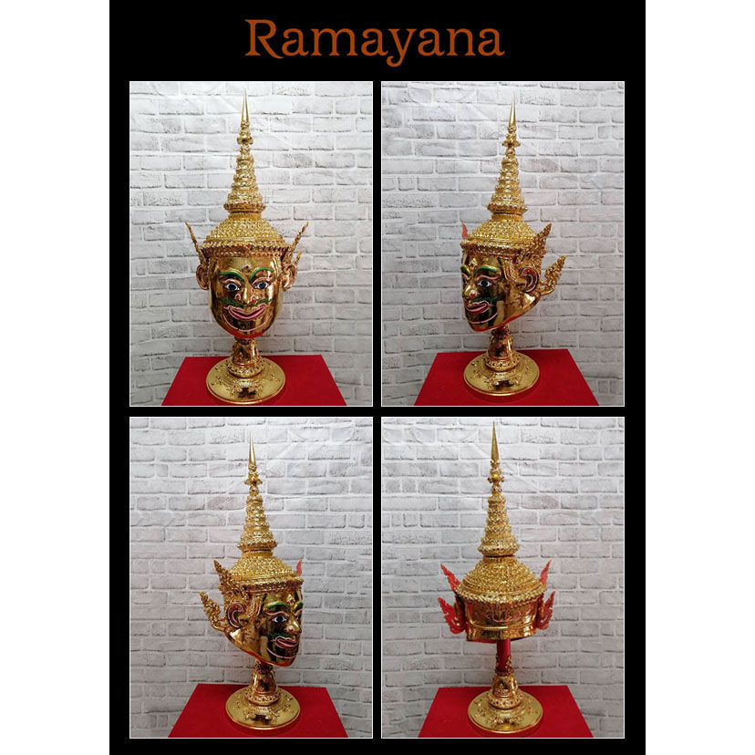 หัวโขน-รามเกียรติ์-ramayana-ban-ruk-lakshmana-head-statue-พระลักษณ์-1-1-wearable