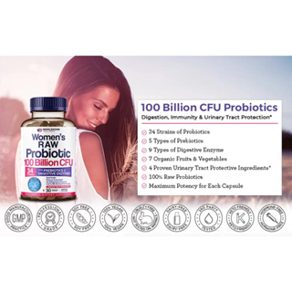 ภาพขนาดย่อของภาพหน้าปกสินค้าWholesome Wellness Womens Raw Probiotics 100 Billion CFU 34 Strains with Prebiotics (60 Capsules) จากร้าน happyhealththailand บน Shopee ภาพที่ 4