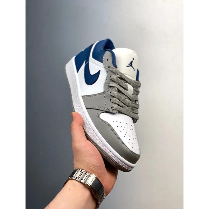 nike-jordan-air-jordan-1-low-vintage-basketball-shoes-gray-blue-ของแท้-100