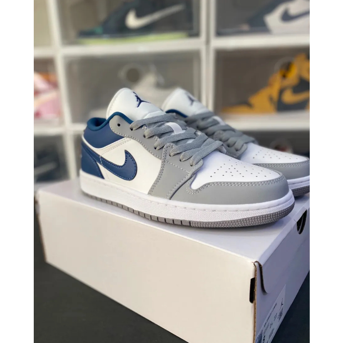 nike-jordan-air-jordan-1-low-vintage-basketball-shoes-gray-blue-ของแท้-100