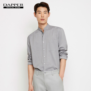 DAPPER เสื้อเชิ้ตคอจีน Cotton Blended ลาย Dobby สีเทา (BCLA1/951TE)