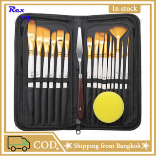 15 oil brush set send scraper sponge cloth bag gouache watercolor oil brush brush cloth bag brush set wooden rod nylon