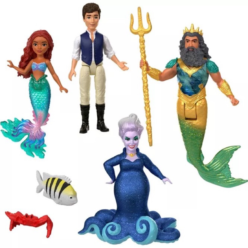 ของแท้100-disney-the-little-mermaid-ariels-adventures-story-set-with-4-small-dolls-and-accessories