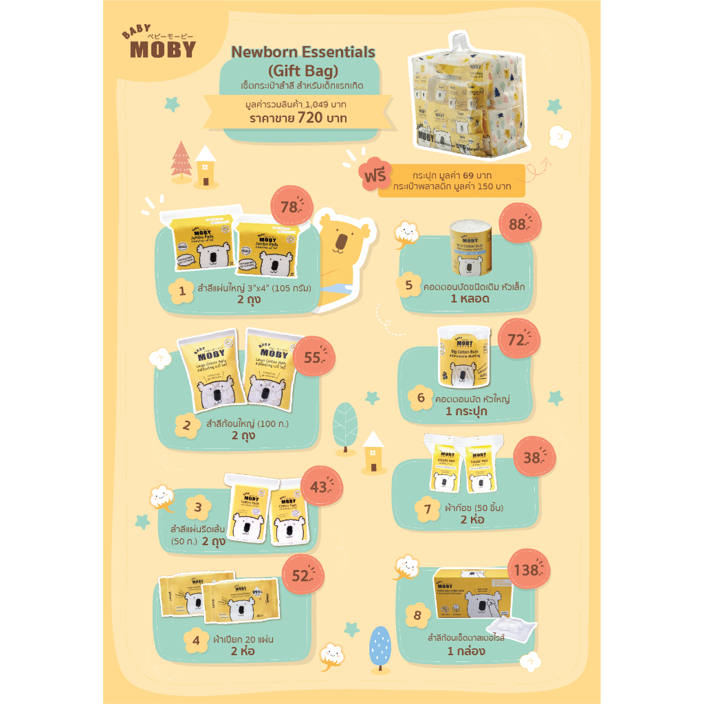 ภาพสินค้าBaby Moby เซ็ต กระเป๋าสำลีสำหรับคุณลูก กระเป๋าเยี่ยมคลอด ของขวัญเยี่ยมคลอด ชุดสำลีสำหรับเด็กแรกเกิด จากร้าน babymoby_officialshop บน Shopee ภาพที่ 4