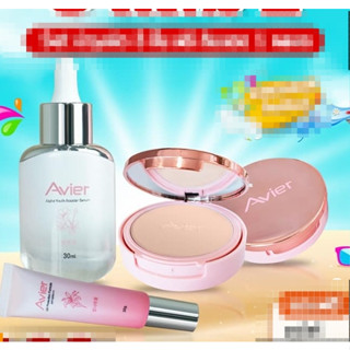 Avier Matte Powder SPF 30PA+++  เอเวียร์ แมท พาวเดอร์ เอสพีเอฟ 30พีเอ+++  (ครบเชต) แป้งบัฟ เซรั่ม กันแดด