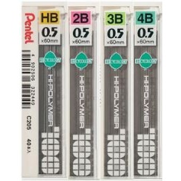 N Pentel ไส้ดินสอเพนเทล 40 ไส้ รุ่น C205 HB B 2B 3B 4B