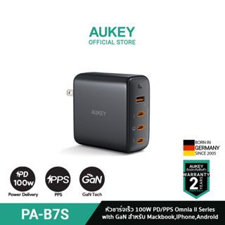 AUKEY PA-B7S หัวชาร์จเร็ว 100W Omnia™ II Series With GaN3 Power Tech หัวชาร์จเร็ว iPhone 14/13/12 Series สำหรับ iPhone,Android,Laptop เทคโนโลยี, PD รุ่น PA-B7S