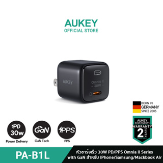 AUKEY PA-B1L-Black  หัวชาร์จเร็ว 30W Omnia™ II Series With OMNIA II Power Tech หัวชาร์จเร็ว iPhone 14/13/12 Series 30W สำหรับ iPhone และ Android เทคโนโลยี PPS, PD รุ่น PA-B1L