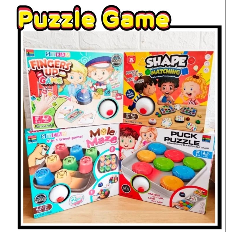 ภาพหน้าปกสินค้าพร้อมส่งจากไทย เกมพัฒนาการความคิด ความสามารถ Quick Puck puzzle game แข่งเลื่อนสีตามการ์ด/Plastic Interactive Board Ga