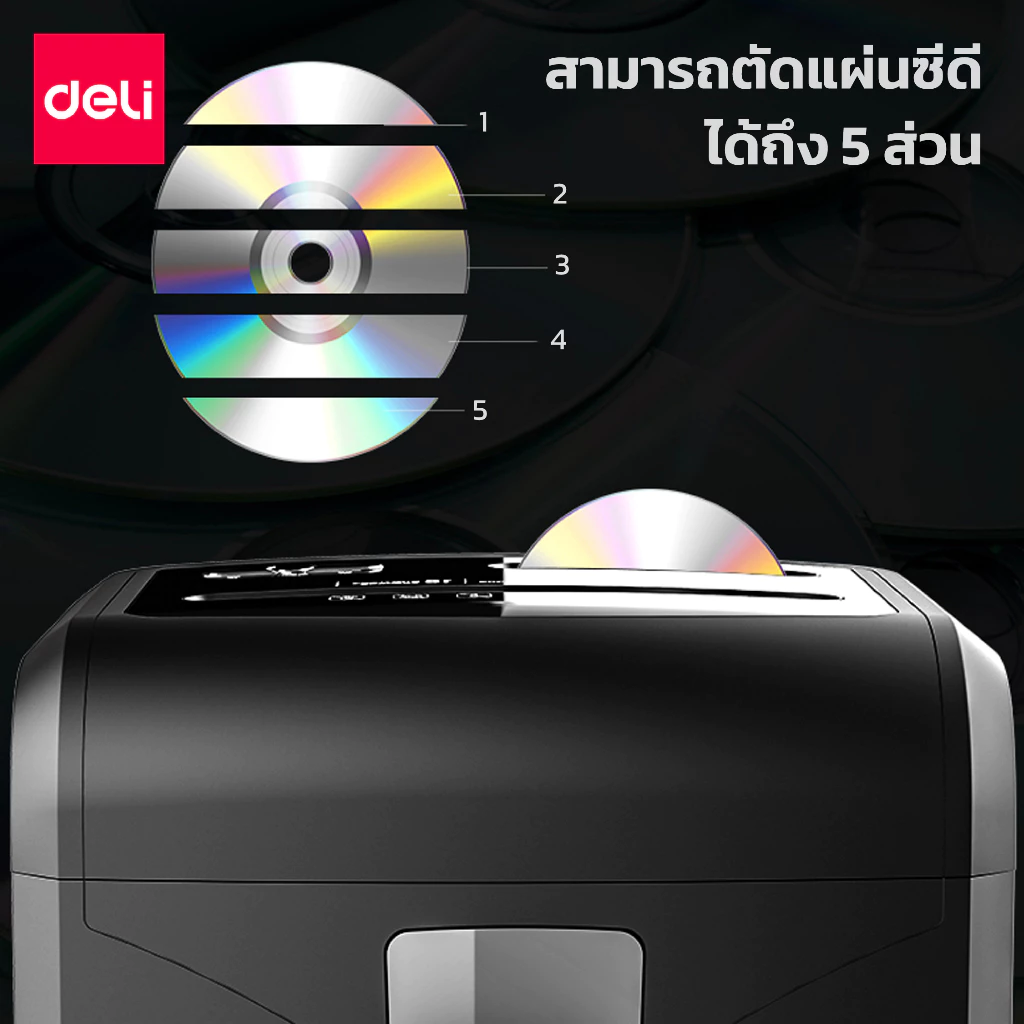 Deli เครื่องทำลายเอกสาร A4 เครื่องย่อยกระดาษ ทำลายกระดาษ 31 ลิตร ทำงานต่อเนื่อง 30 นาที Paper Shredder รุ่น E14400