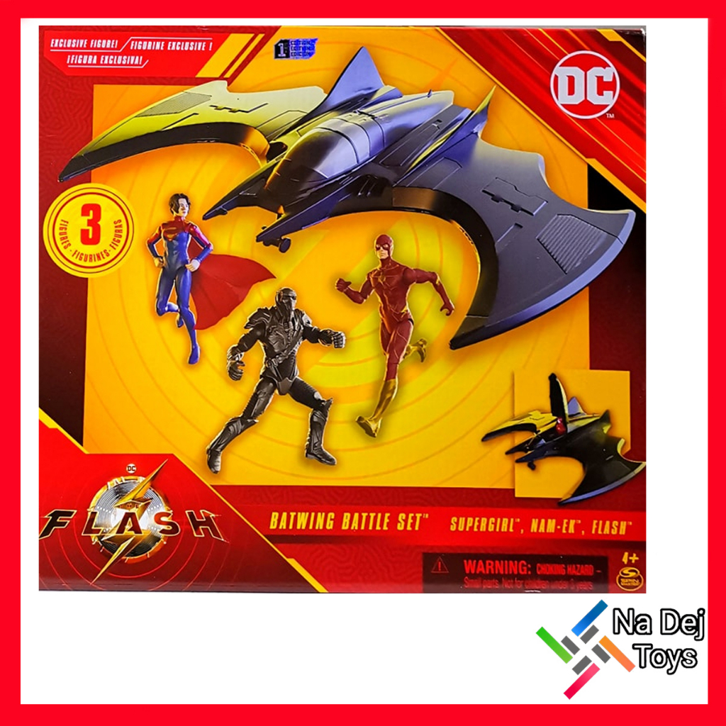 Set DC Comics The Flash Ultimate Batwing Con Action Figure Di Flash E Batman Da 4 Pollici, Per Bambini Dai 3 Anni