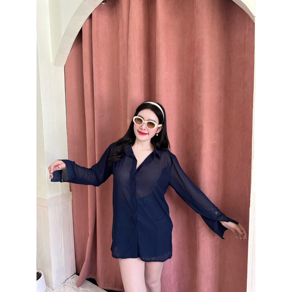 พร้อมส่ง-เสื้อเชิตชีฟองผูกโบว์ด้านหลัง-งานสวย-ใส่สบาย-k7693
