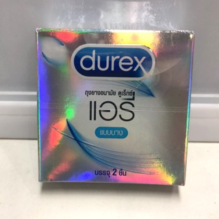 ถุงยางอนามัย Durex airy แบบบาง ความหนา 0.044 -0.047 มม ขนาด 52 มม ชนิดผิวเรียบ ผนังขนาน มีกระเปาะ  บางเบา กระชับ