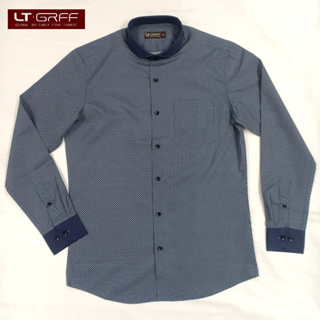 LT.GRFF เสื้อเชิ้ตแขนยาว ทรง Slim Fit ผ้าพิมพ์ลาย มีกระเป๋า