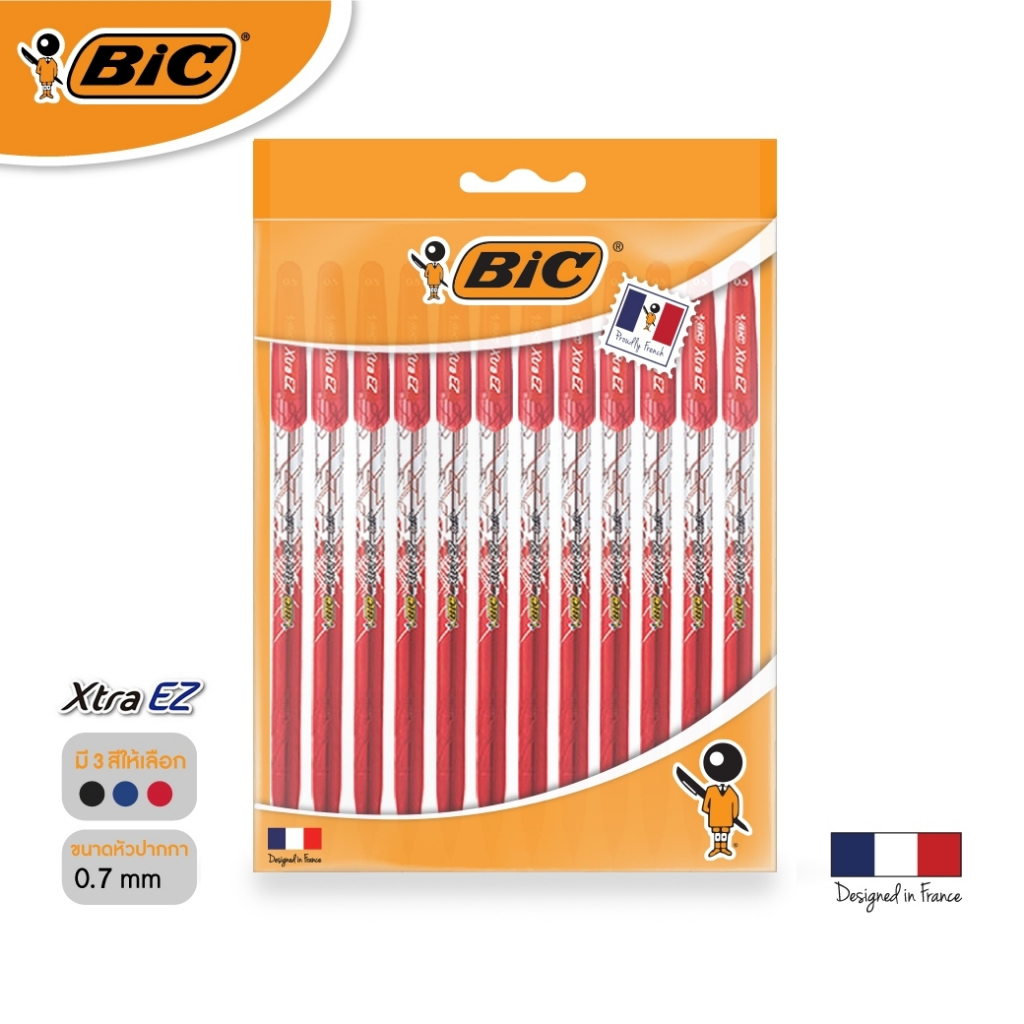 official-store-bic-บิ๊ก-ปากกา-xtra-ez-stic-needle-ปากกาลูกลื่น-เเบบถอดปลอก-หมึกน้ำเงิน-หัวปากกา-0-7-mm-จำนวน-12-ด้าม