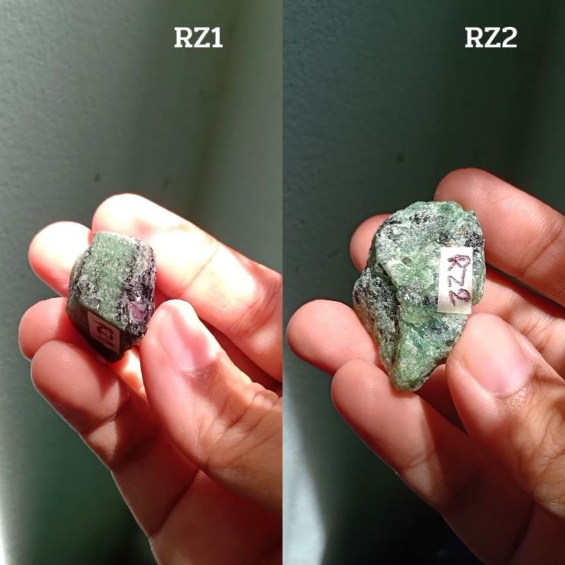 รูบี้-ซอยไซต์-ruby-zoisite-หินดิบ-หินธรรมชาติ-หินสีเขียว-rz1-rz2