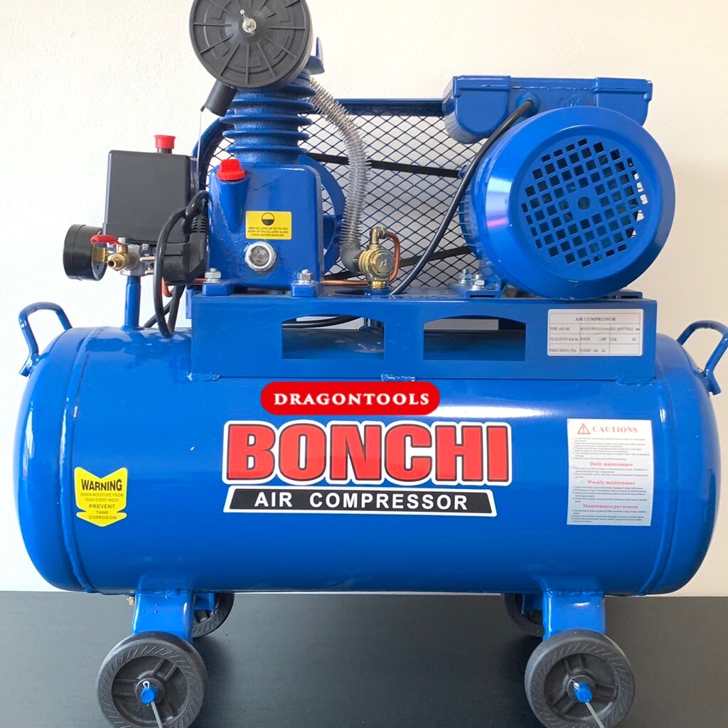 BONCHI ปั๊มลมสายพาน ปั๊มลม ขนาด 40 ลิตร พร้อมอุปกรณ์ 6 อย่าง และสายไฟ ...
