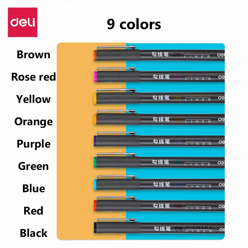 ปากกาเคมี-9-สี-ปากกาสี-0-45-mm-มาร์คเกอร์-ปากกาหมึกซึม-หัวปากกา0-45มม-แพ็ค9สี-ไม่มีกลิ่น-ปลอดภัย-encoremall