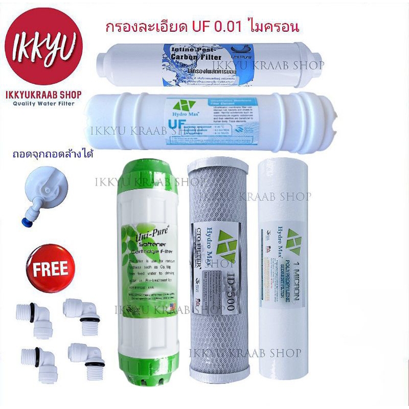 ราคาและรีวิวชุดไส้กรองน้ำดื่ม UF0.01 5 ขั้นตอน Resin hydromax