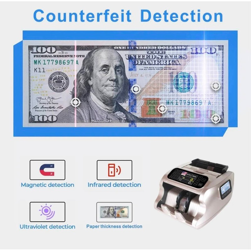 ส่งจากไทย-bill-counter-เครื่องนับธนบัตร-มี3จอ-คำนวณมูลค่า-เงินรวมได้-เครื่องนับแบงค์-ตรวจธนบัตรปลอมได้-รุ่น-al-7500