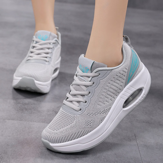 NEW!! RUIDENG -257 (สีเทา) รองเท้าผ้าใบผู้หญิงเพื่อสุขภาพ งานถัก น้ำหนักเบา ใส่ออกกำลังกาย ใส่เที่ยว ไซส์ 36-40 พร้อมส่ง