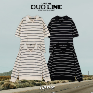 ภาพขนาดย่อของสินค้าUrthe - เสื้อโปโล แขนสั้น- แขนยาว ลายทาง รุ่น DUO LINE POLO