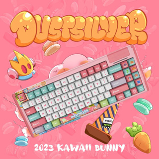 DUSTSILVER คีย์บอร์ดไร้สาย Kawaii bunny คีย์บอร์ดสีชมพู บลูทูธ Hotswap keyboard 75%