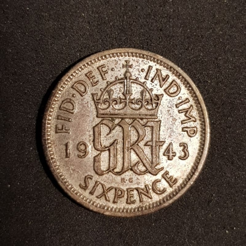 เหรียญเก่าประเทศอังกฤษ-ปี-1943-ชนิด-6-pence