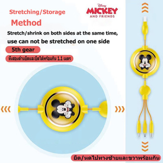 【ส่งจากกทม】Disney  สายชาร์จ หัวชาร์จคุณภาพสูง 3 in 1 fast Charger  สำหรับ ios /Micro USB/Type C