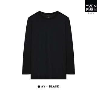 ภาพขนาดย่อของภาพหน้าปกสินค้าYuenPuen เสื้อยืดคอกลมแขนยาว สีดำ_ไม่ยืด ไม่ย้วย ไม่ต้องรีด เสื้อยืดสีพื้น จากร้าน yuenpuen_official บน Shopee