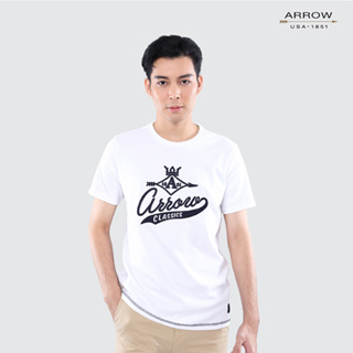 ARROW T-Shirt เสื้อยืด ทรง Smart fit ผลิตจากผ้า100% Cotton Jersey Micro Brush  สีขาว  MTCM907W2CWH