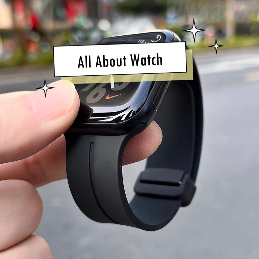 พร้อมส่ง สายนาฬิกาแบบยางแม่เหล็กล็อค ใช้ได้กับ Smart Watch 8 7 6 5 4 3 ...