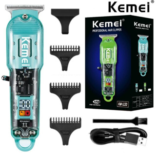 Kemei KM-1133 ชาร์จตัดผม Shop Fade Professional Hair Clippers Trimmer ไร้สายโปร่งใส