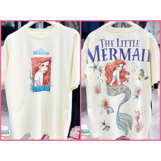 เสื้อDisney ลาย  The little mermaid สีขาว ฟอกเฟด วินเทจ ( TMA-001 )