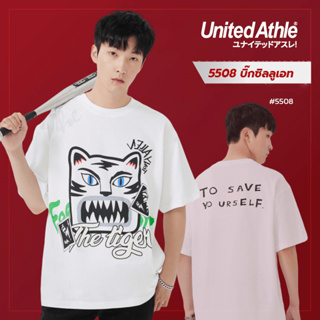 United Athle®  เสื้อยืดผู้ชาย  เสื้อยืดคอกลมแขนสั้น cartoon tiger เสื้อยืดผ้าฝ้ายคู่รัก- สีขาว รุ่น #5508