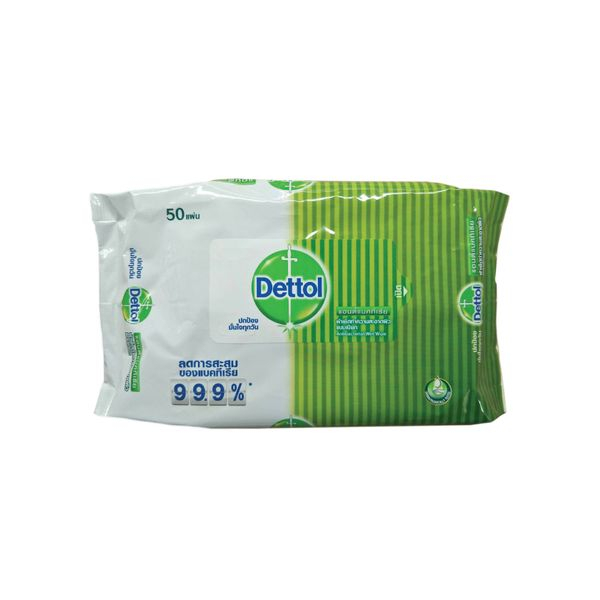 dettol-ผ้าเช็ดทำความสะอาดผิวมือแบบเปียก-จำนวน-50-ชิ้น-ลดเชื้อโรค-ถนอมผิว-พกพาง่าย