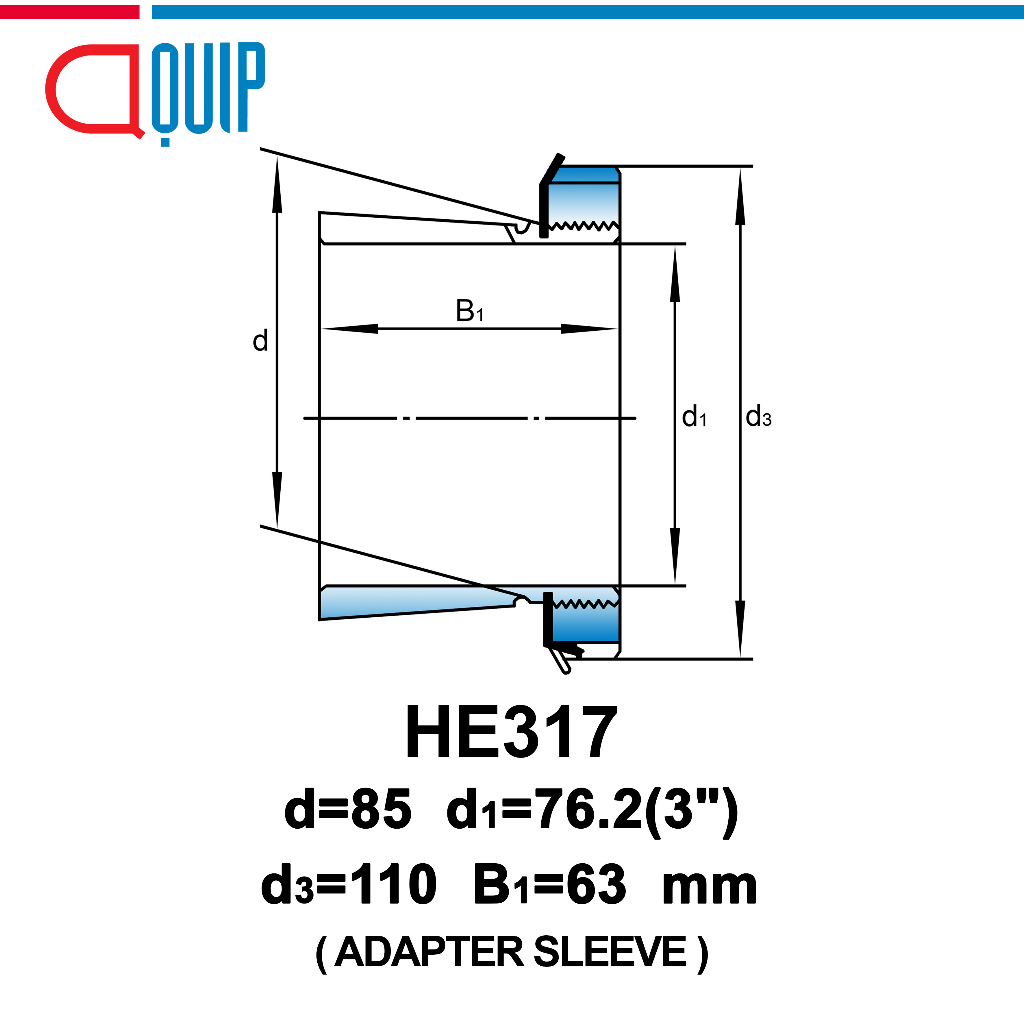 he317-ubc-ปลอกรัดเพลา-สำหรับงานอุตสาหกรรม-รอบสูง-he-317-adapter-sleeve-สำหรับเพลาขนาด-3-นิ้ว-จำนวน-1-ตลับ