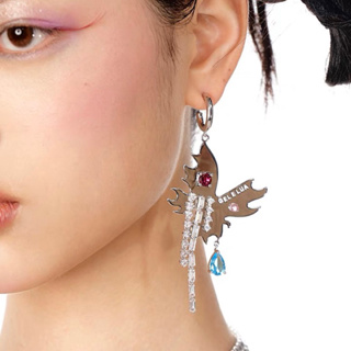 🔥Sale🔥ต่างหูโลหะรูปผีเสื้อประดับเพชร GEL E LUA Butterfly Metal Earrings พร้อมส่ง
