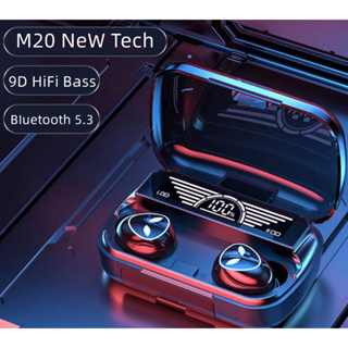 TWS M20 หูฟังไร้สายหูฟังบลูทูธ V5.3 หูฟังชนิดใส่ในหู 9D Stereo Hifi Bass การควบคุมแบบสัมผัส 3D