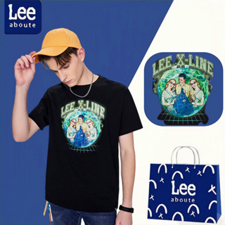 Lee® เสื้อยืดคอกลมแขนสั้น สไตล์พื้นฐาน#earth model ไซส์ใหญเสื้อยืดชายผู้หญิง เสื้อยืดผ้าฝ้ายคู่รัก # สีดำ รุ่น #1158