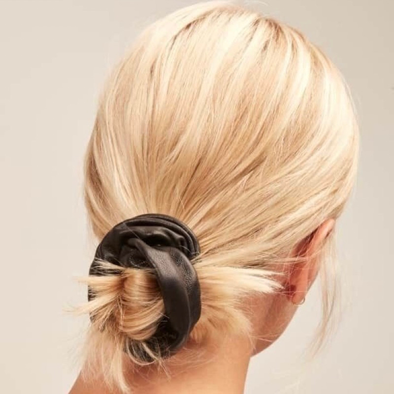 black-หนัง-pu-scrunchie-ยางมัดผม-จิ๋ว-ผ้าหนังพียู