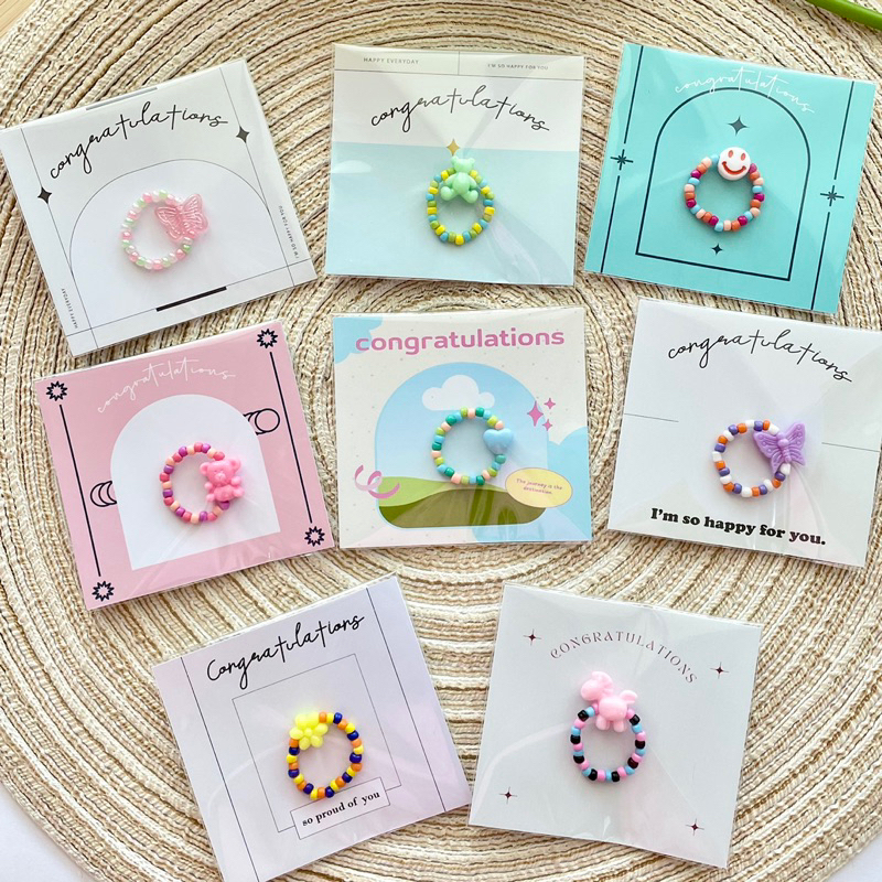 พร้อมส่ง-แหวนลูกปัดคละสี-น่ารัก-ของขวัญ-ปัจฉิม-งาน-handmade-ราคาต่อชิ้น