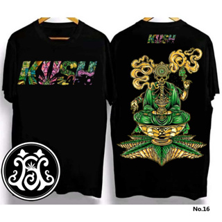 Kush เสื้อยืดผ้าฝ้ายพิมพ์ลายพระพุทธรูปด้านบน