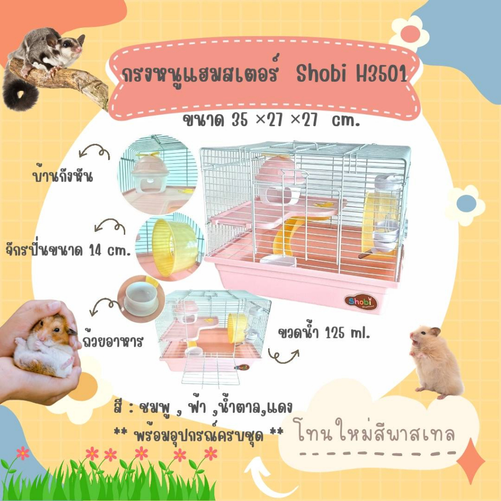 กรงพกพาสัตว์เลี้ยง-กรงหนูแฮมสเตอร์-บ้านหนูแฮมสเตอร์-กรงหนูแฮมสเตอร์พร้อมอุปกรณ์ครบชุด-กรงหนู-h3501-กรงหนูแฮมสเตอร์