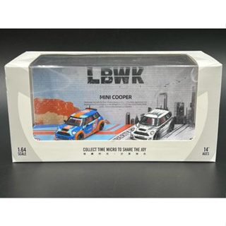 TimeMicro 1/64  Limited​ 699 pcs LBWK Mini Cooper​ White Set Diorama​